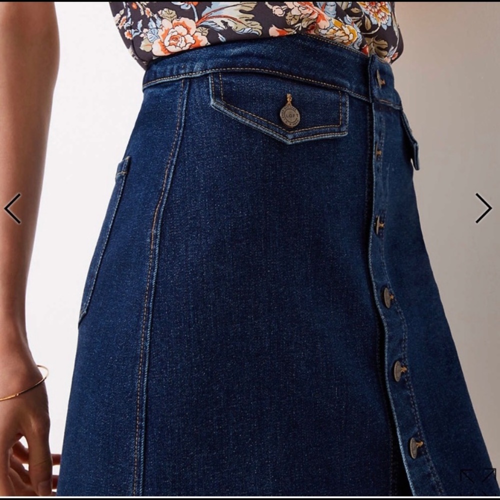 Loft Button Front Denim Skirt